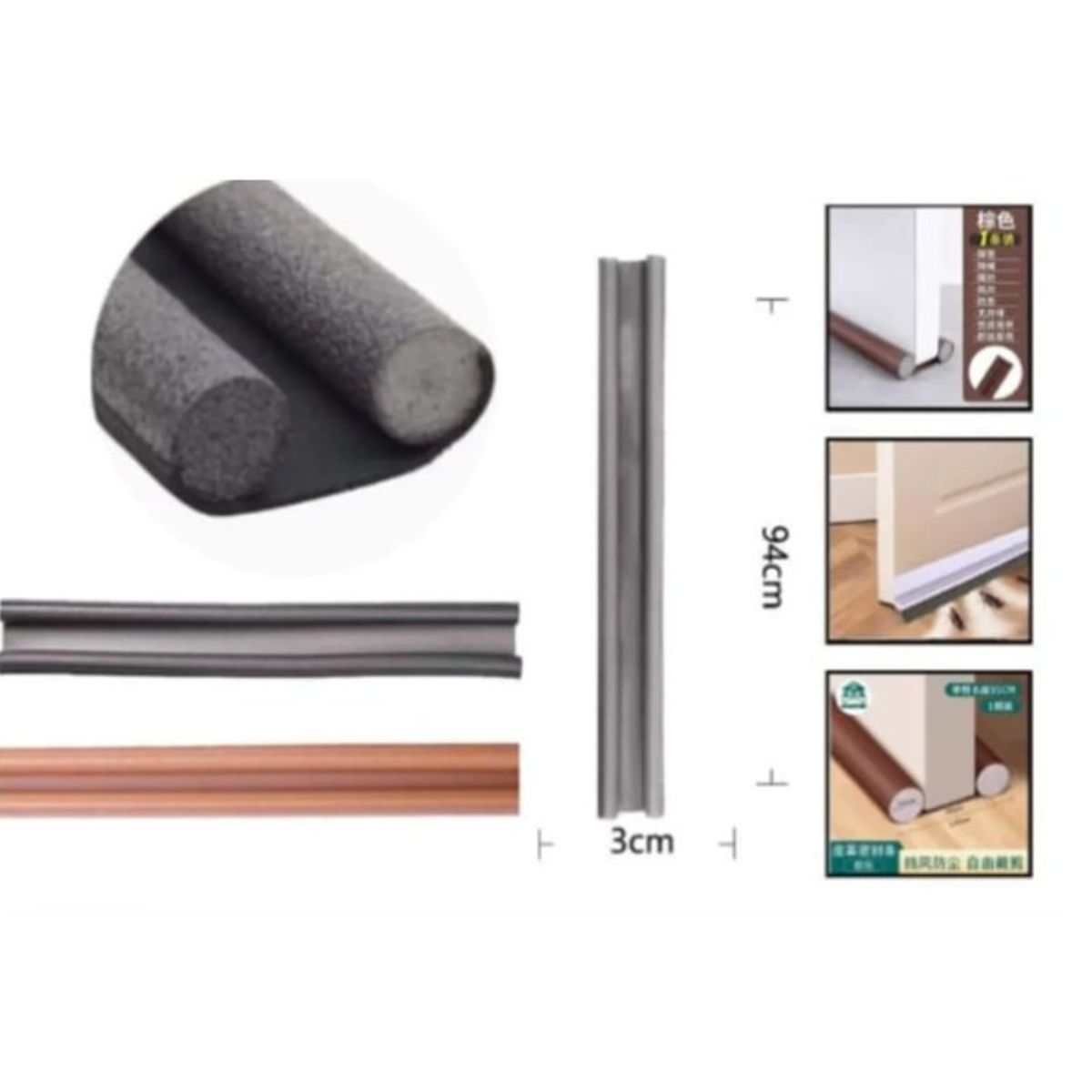 GENERICO - Tira Selladora De Juntas De Puertas De Goma 30CmX94Cm