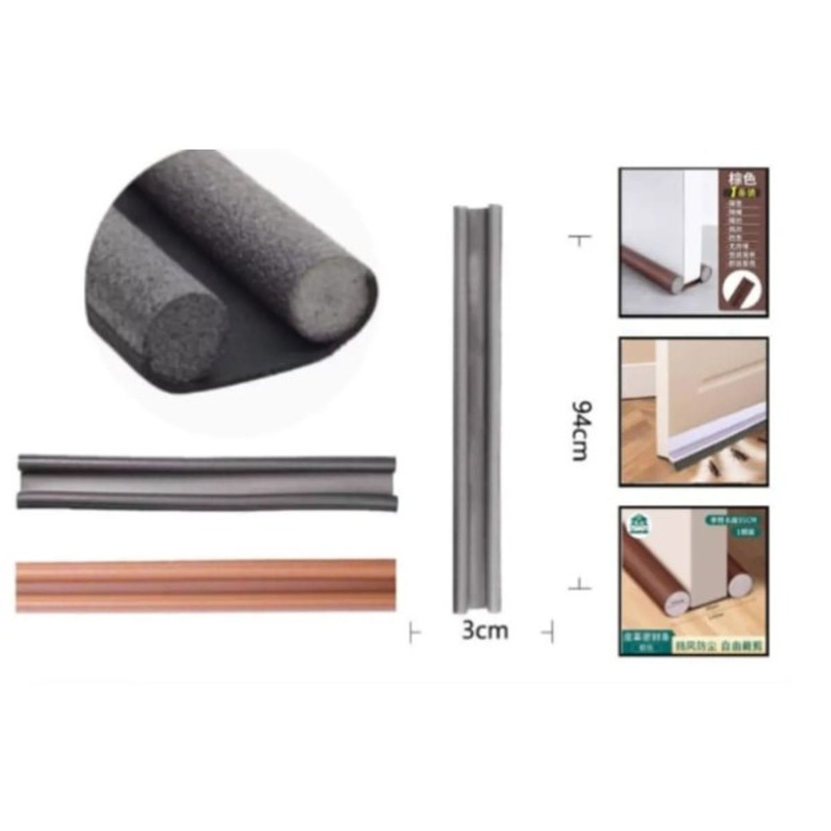 GENERICO - Tira Selladora De Juntas De Puertas De Goma 30CmX94Cm