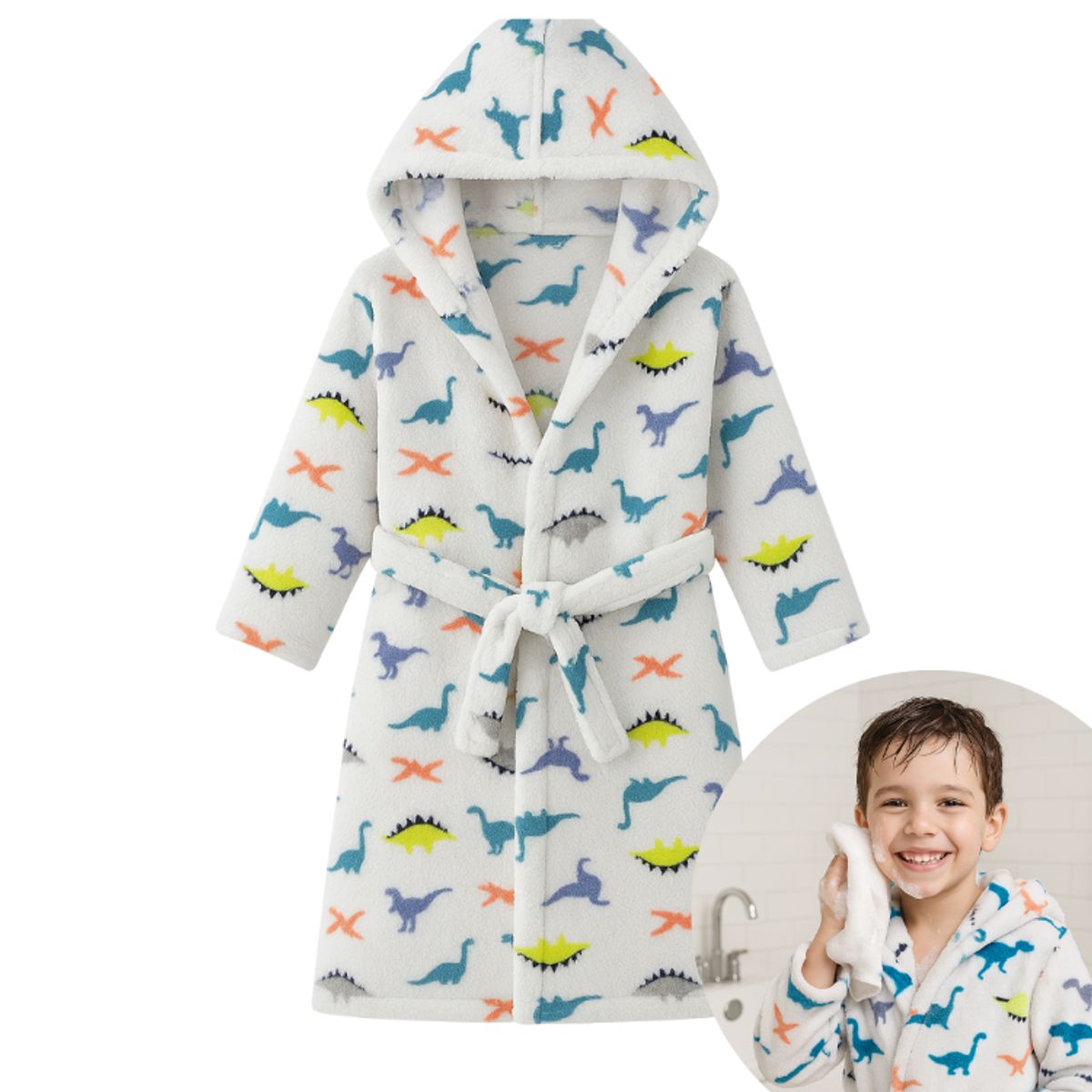 GARSIL - Bata Albornoz De Polar Con Capucha para Niños 5 a 8 años