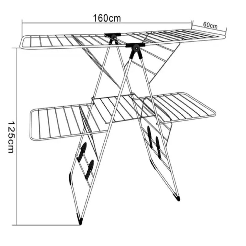 GENERICO - Tendedero Gigante Plegable Con Colgador Zapatos Acero 160cm