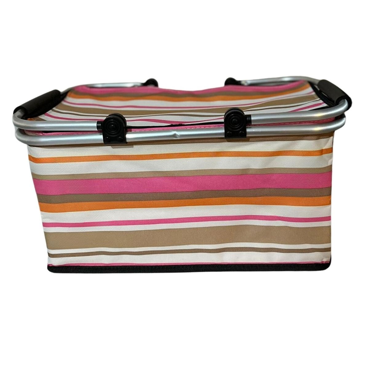 AUCKLAND OUTDOOR - Bolso Termico Plegable Lineas Naranjas Cooler Canasta Picnic