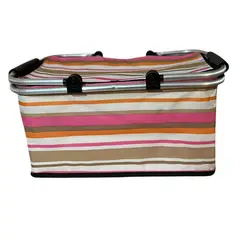 AUCKLAND OUTDOOR - Bolso Termico Plegable Lineas Naranjas Cooler Canasta Picnic