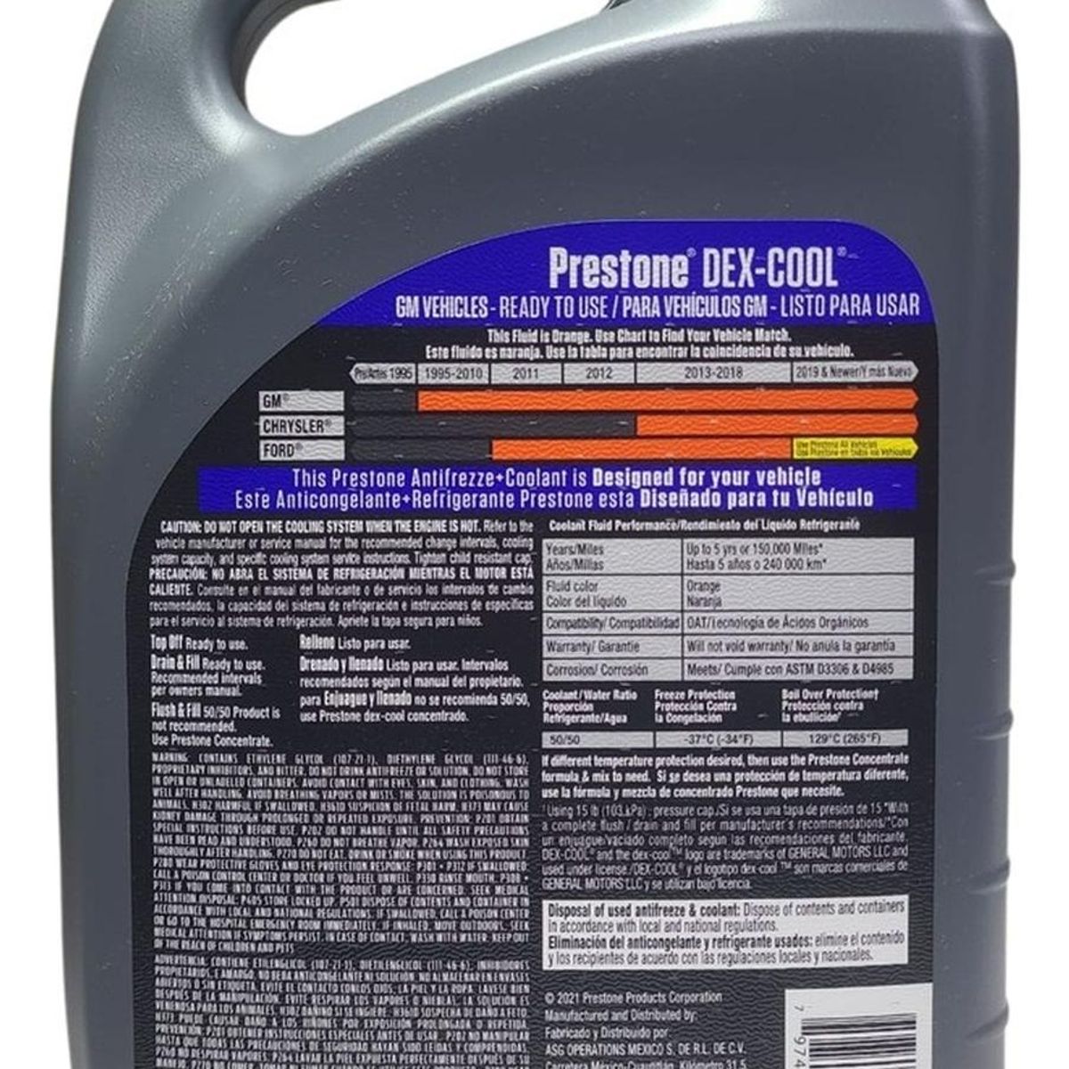 PRESTONE - Coolant Prestone Mezcla 50-50 Refrigerante Y Anticongelante