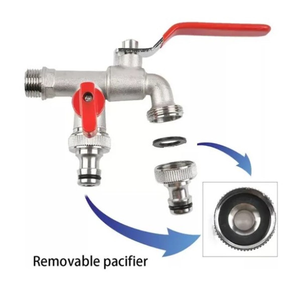 ESHOPANGIE - Llave De Jardín Con Doble Salida 12 Grifo De Válvula