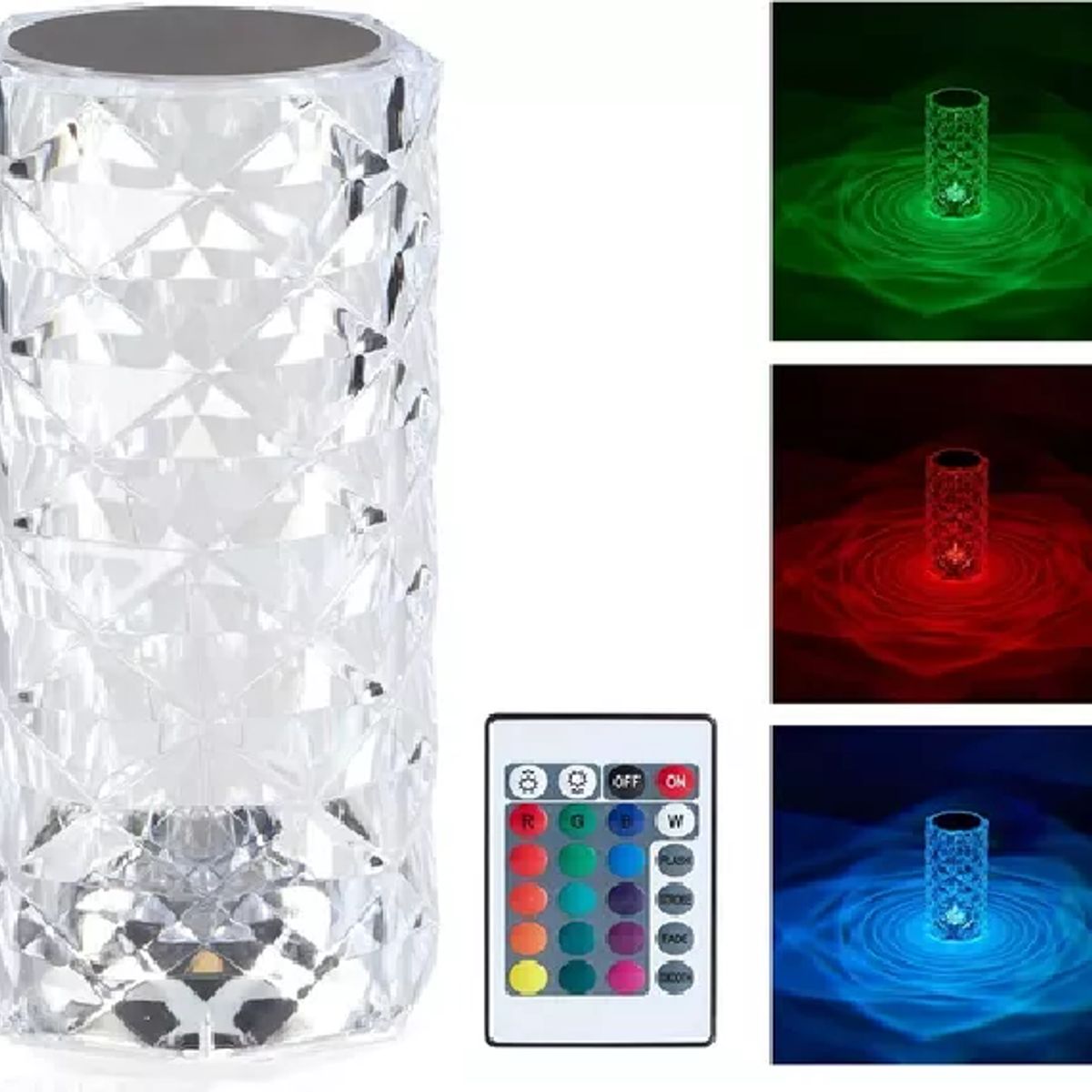 GENERICO - Lámpara Velador Adorno De Cristal Rosa Diamante Tactil Usb