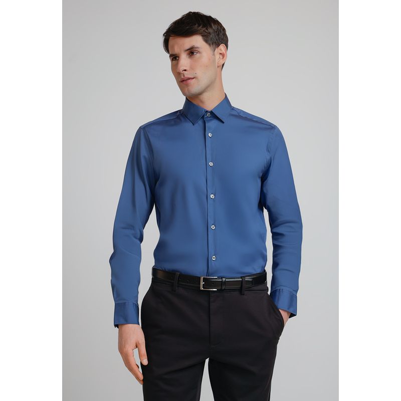 PERRY ELLIS - Camisa Hombre Smart Azul Piedra