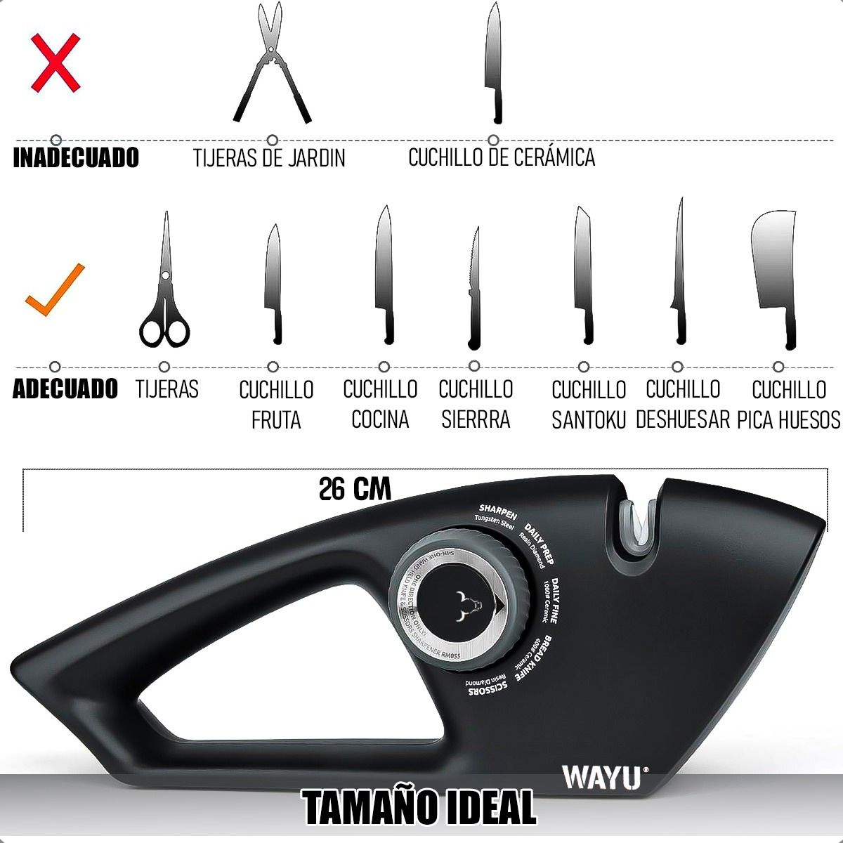 WAYU - Afilador Cuchillo Afilador Profesional Afilador 5 En 1 Wayu