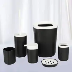 GENERICO - Set Juego De Baño 6 Piezas Accesorios Elegante Negro