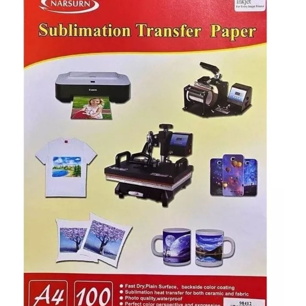 CARIBEE - 100 Hojas Papel Sublimar A4 Papel Transfer