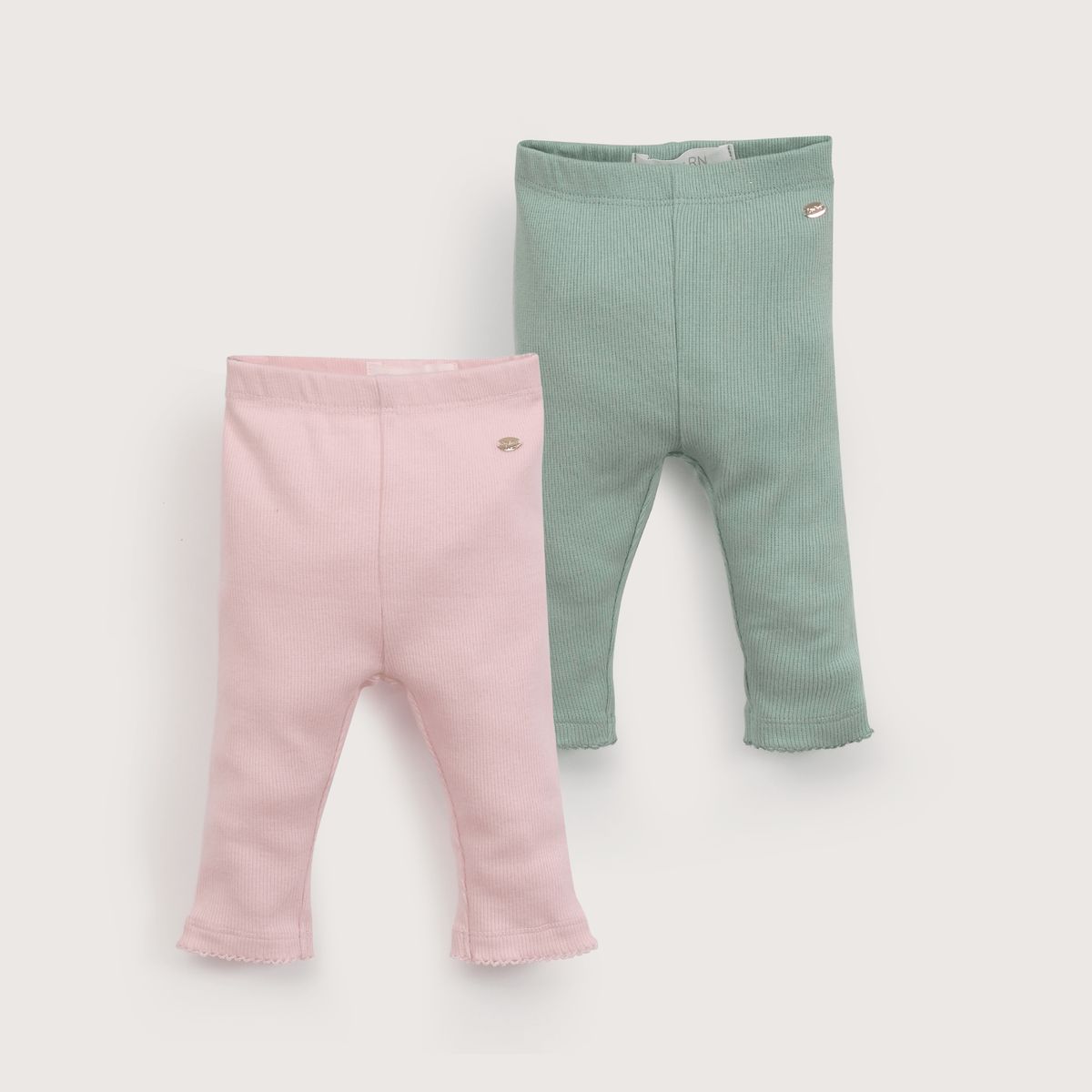 OPALINE - Pack 2 calzas verde menta y rosada de niña 40570