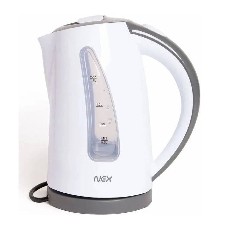 NEX - Hervidor Agua 1.7 Litros Nex Plastico Blanco Con Bloqueo