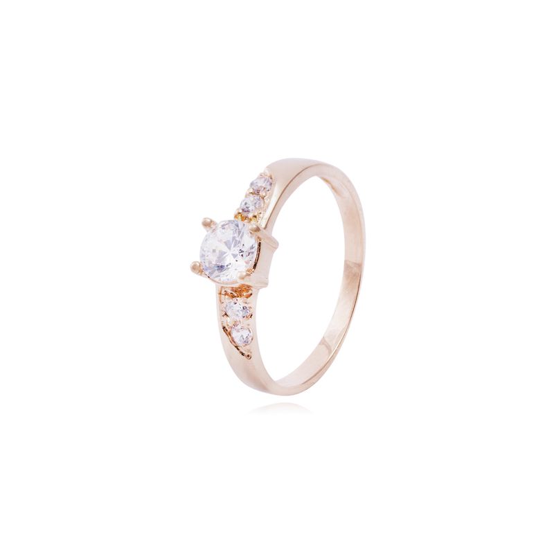 JB JOYAS BARON - Anillo Oro Miel 18kt Solitario Circón