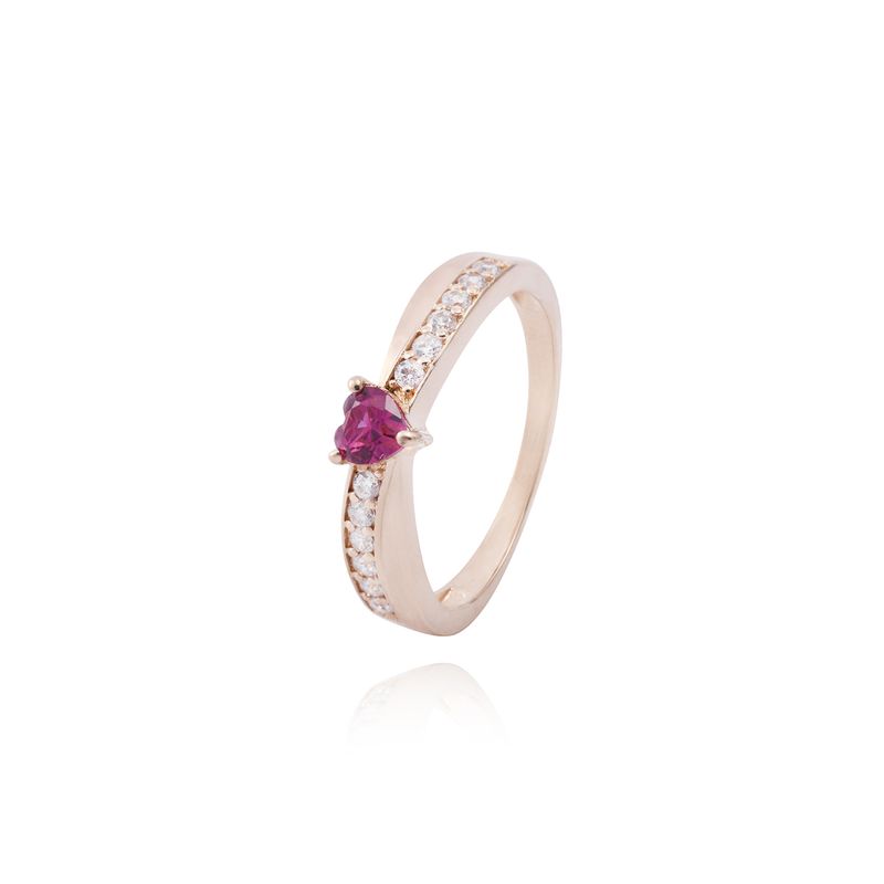 JB JOYAS BARON - Anillo Oro Miel 18kt Corazón Central