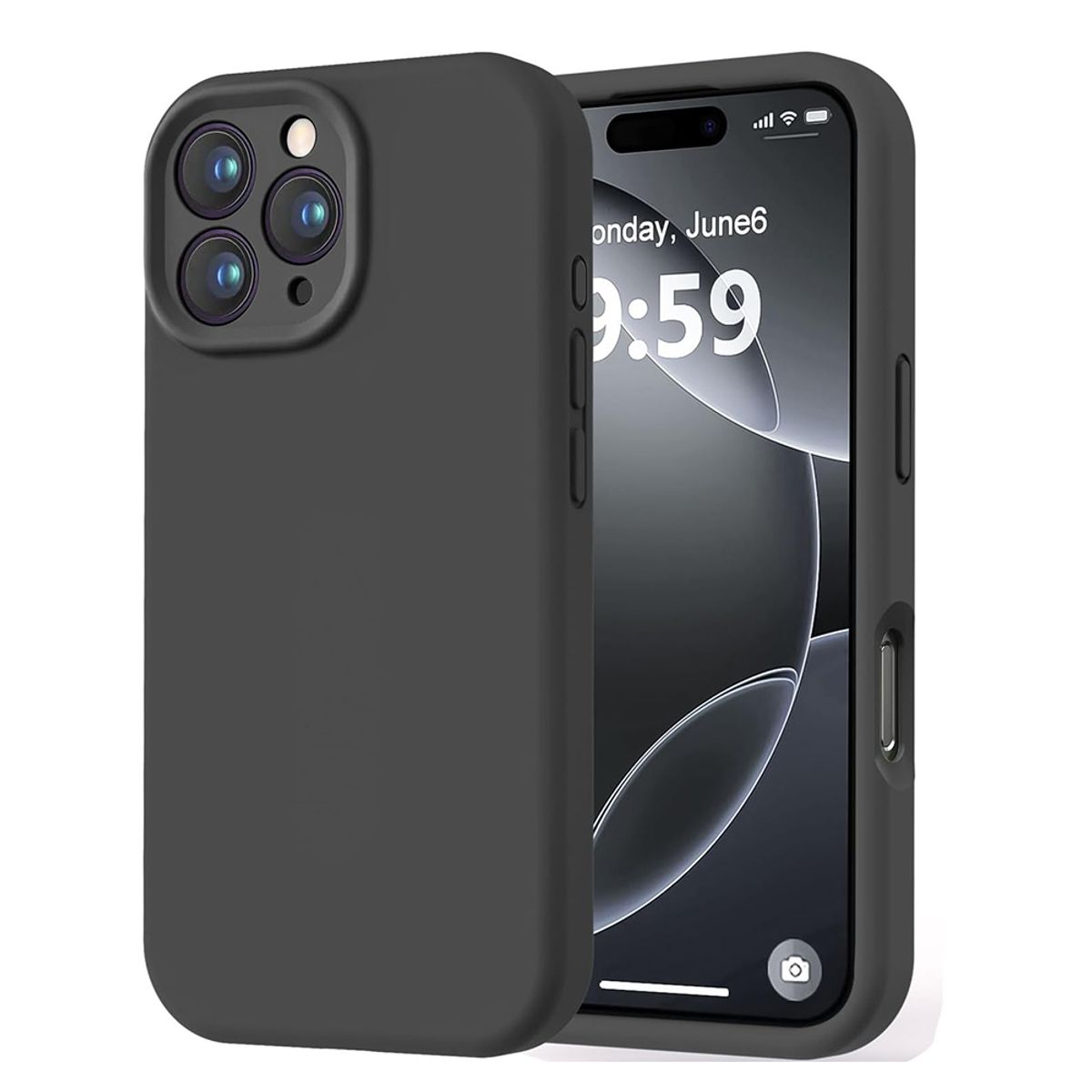 GENERICO - Carcasa Para iPhone 16 Pro Max Silicona Negro