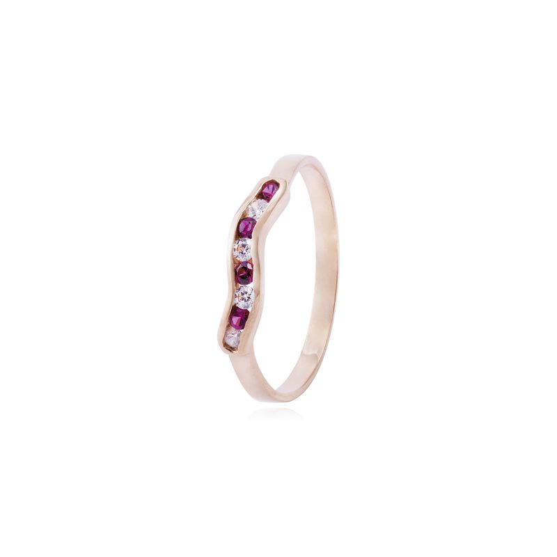 JB JOYAS BARON - Anillo Oro Miel 18kt Asimétrico Rubí