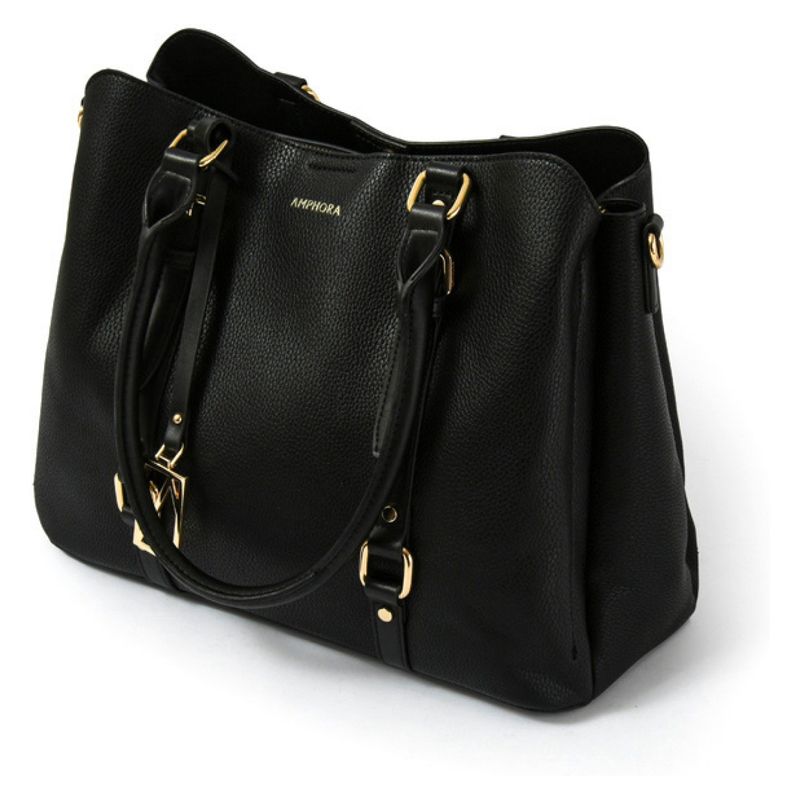AMPHORA Cartera Dos Asas Tres Divisiones Mediana Allis Negro