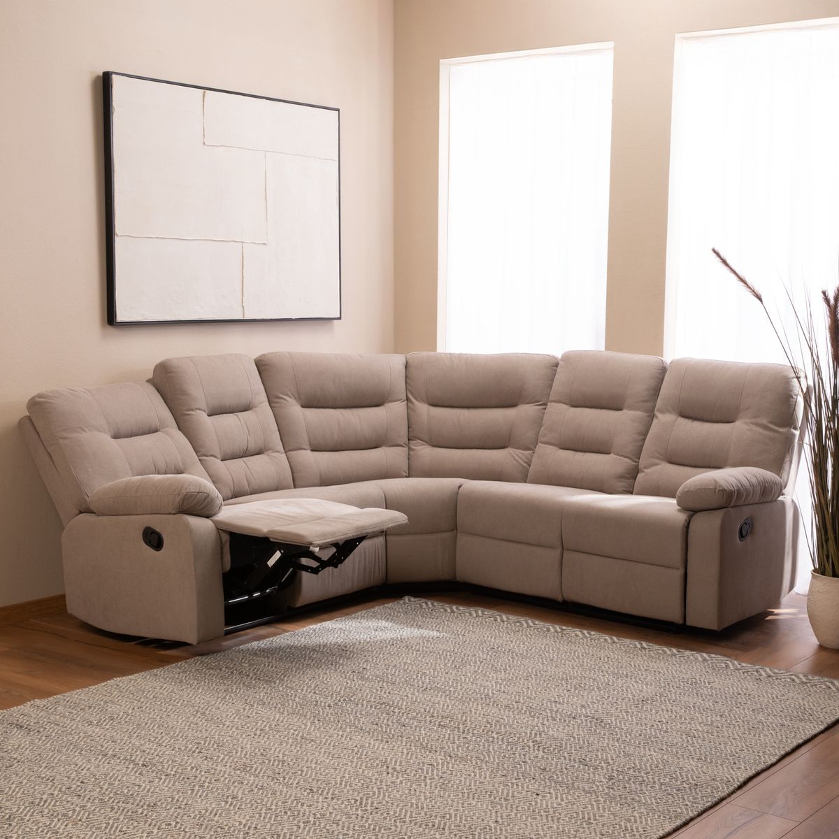 DANIELS - Sofá Seccional Reclinable Moderno Siena Beige