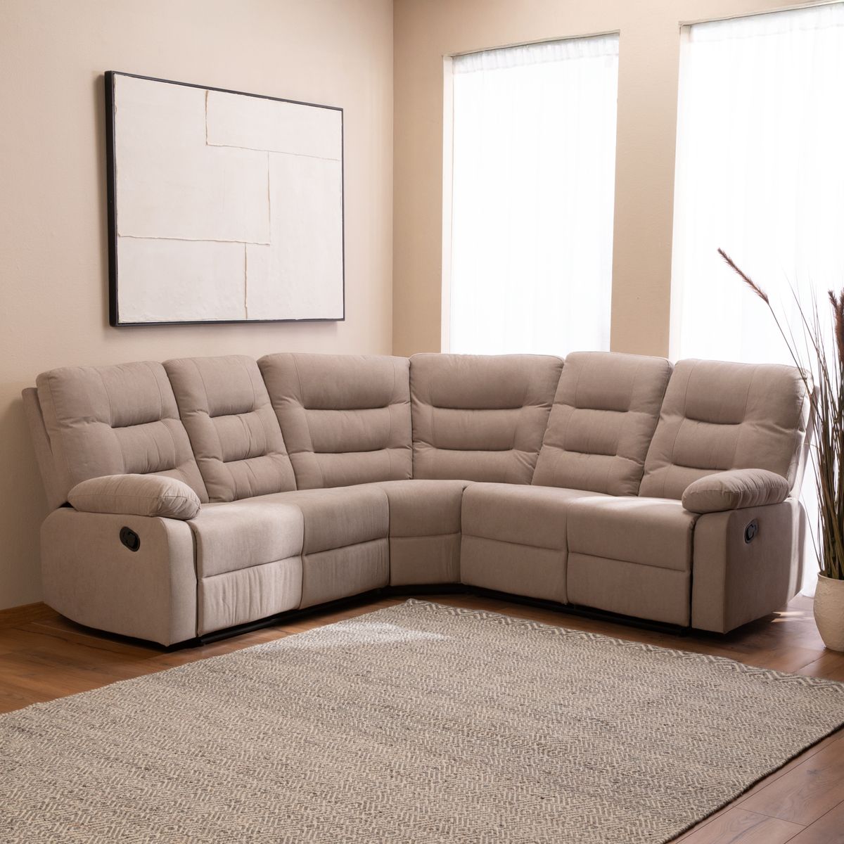 DANIELS - Sofá Seccional Reclinable Moderno Siena Beige