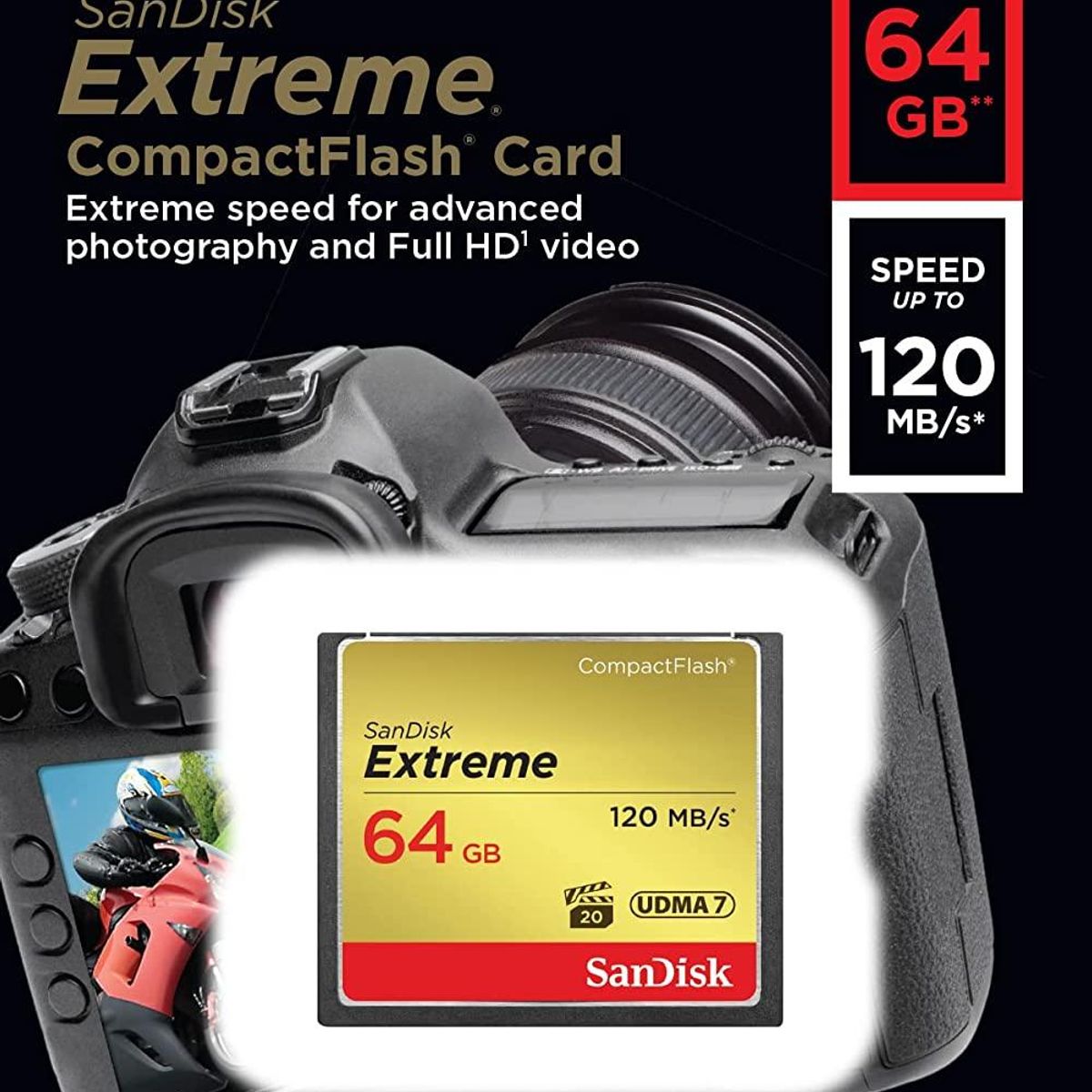 SANDISK - Memoria Compactflash Sandisk Extreme 64 Gb 120 Mb/s