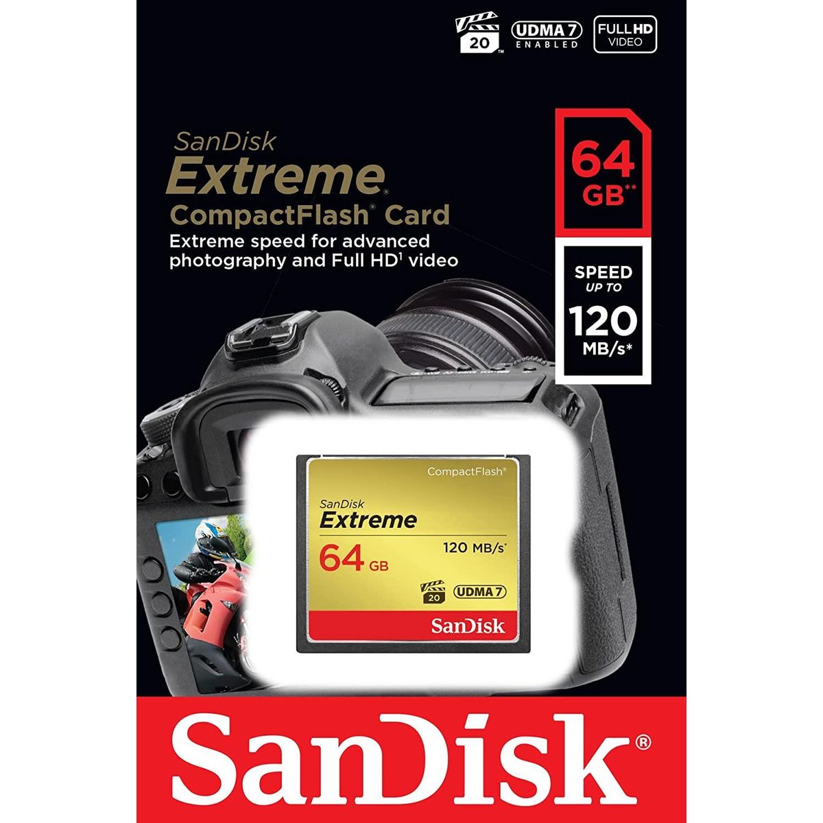 SANDISK - Memoria Compactflash Sandisk Extreme 64 Gb 120 Mb/s
