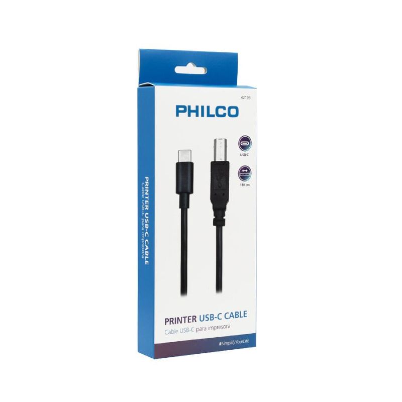 PHILCO - Cable PHILCO USB a Impresora 180 Metros - Negro