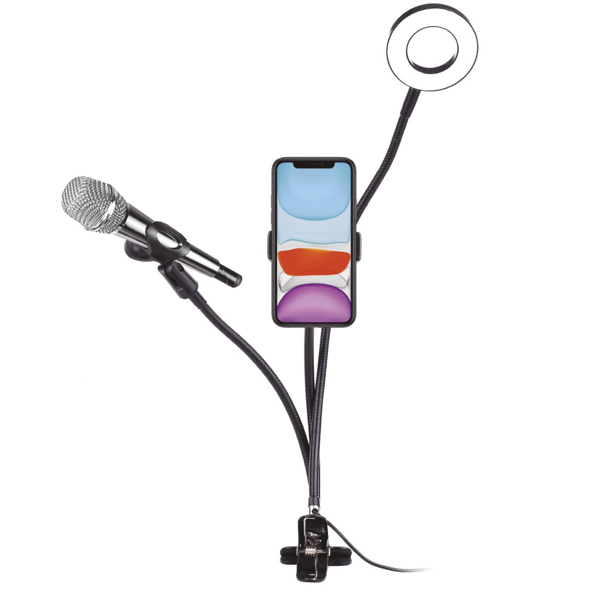 DBLUE - Soporte Celular Clip Con Aro Led Con Control De Luz - Ps