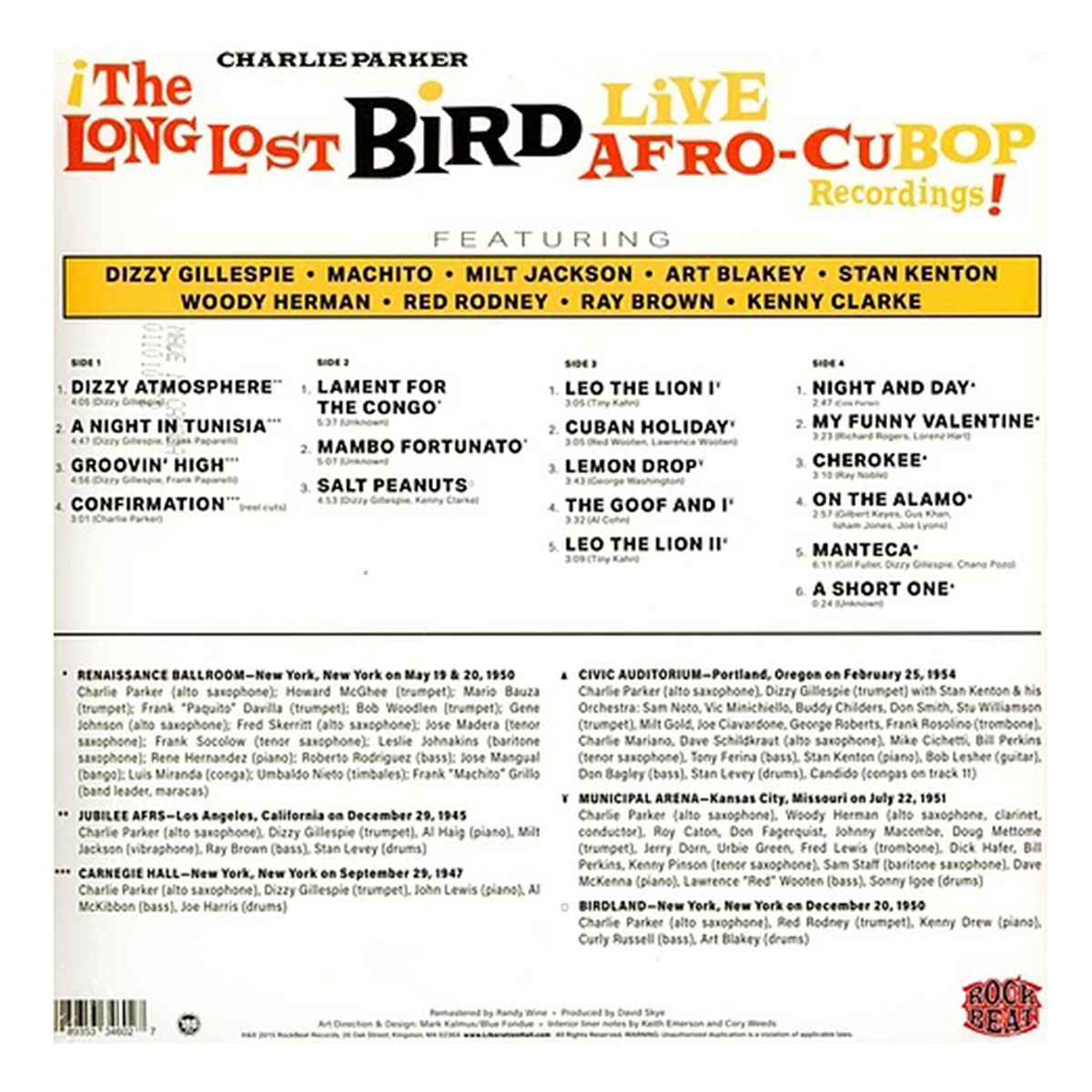 GENERICO - Charlie Parker -Afro Cuban Bop Live Recordings Vinilo Doble