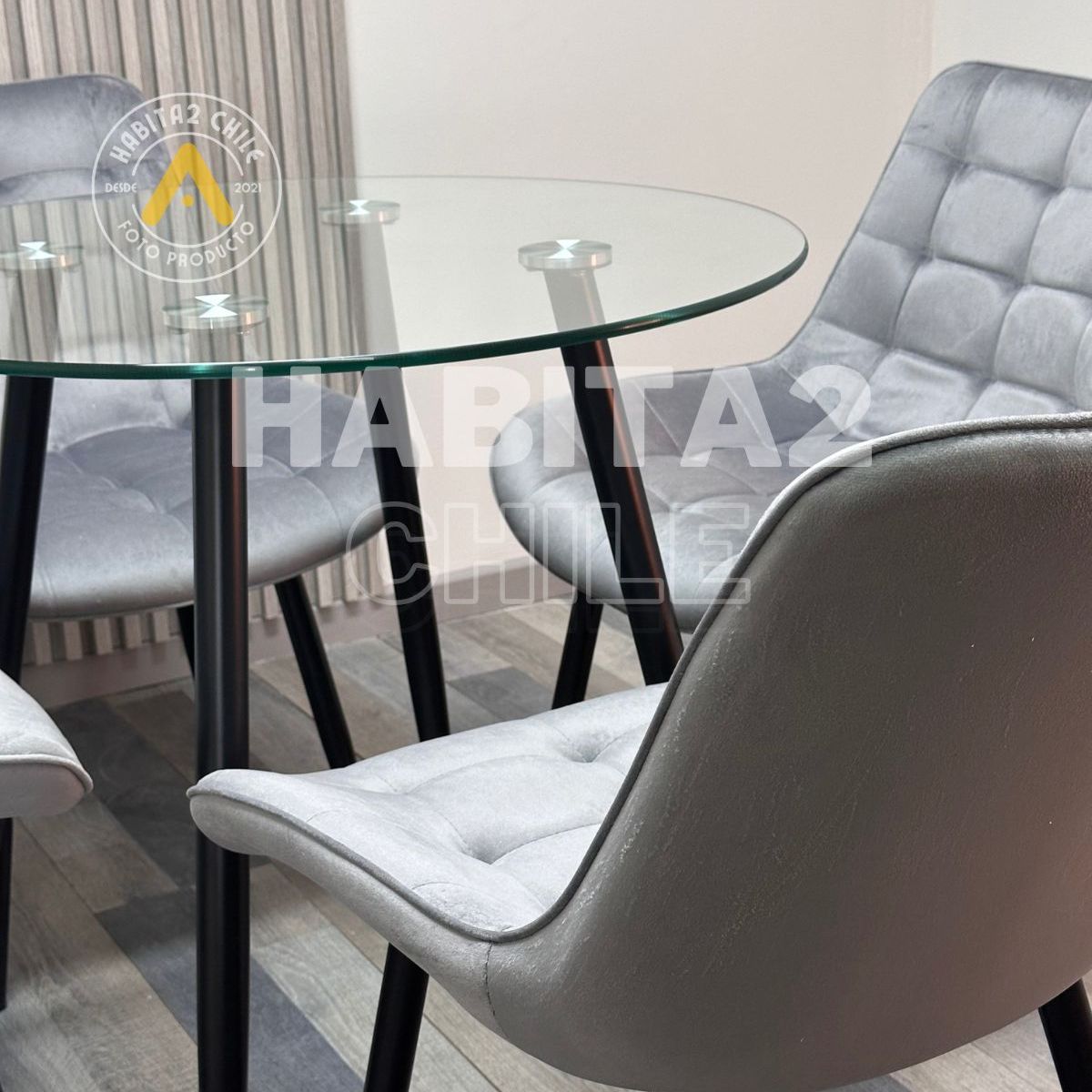 HABITA2 CHILE - Comedor Cuadros Minimalista 120 cm - 4 Puesto Gris…