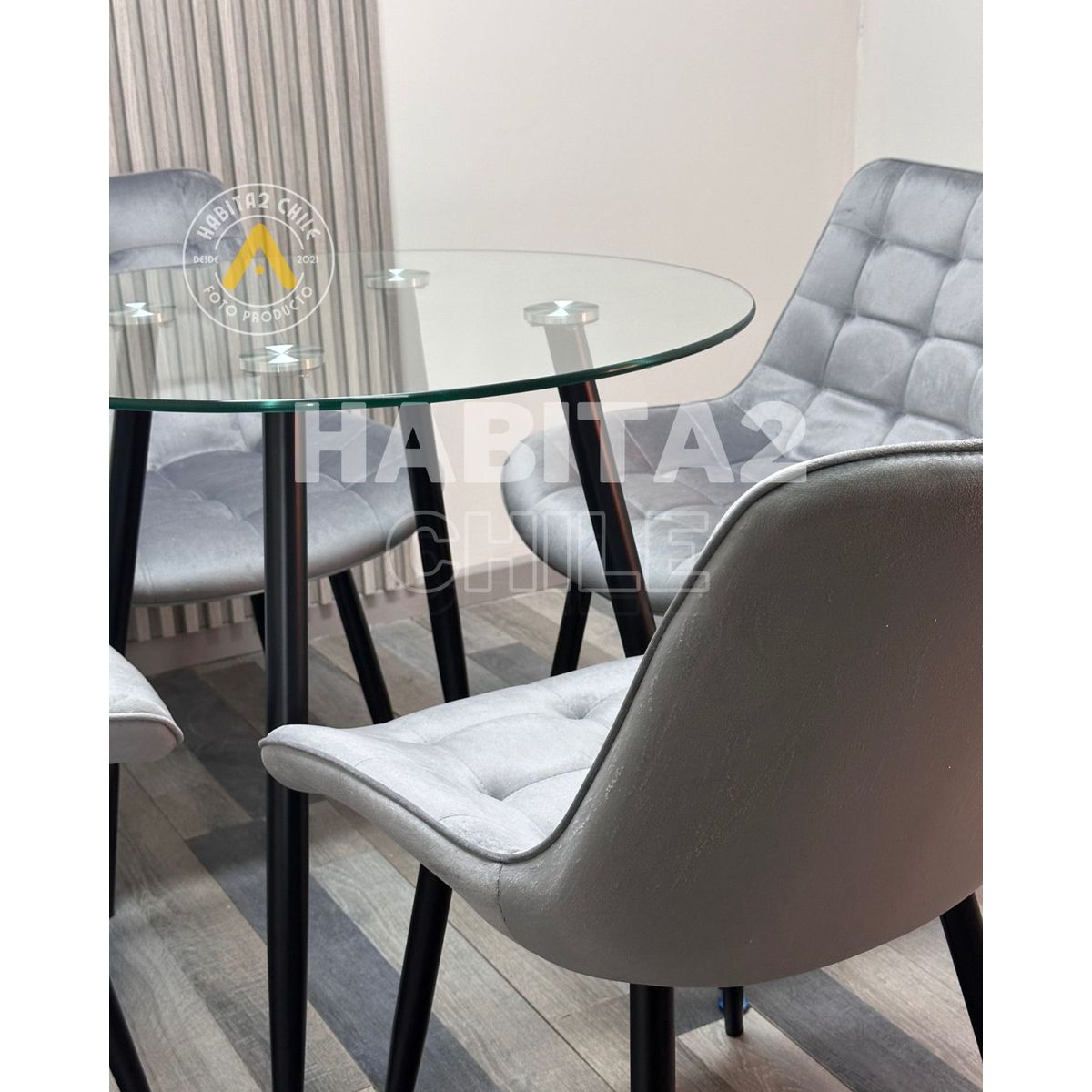 HABITA2 CHILE - Comedor Cuadros Minimalista 120 cm - 4 Puesto Gris…