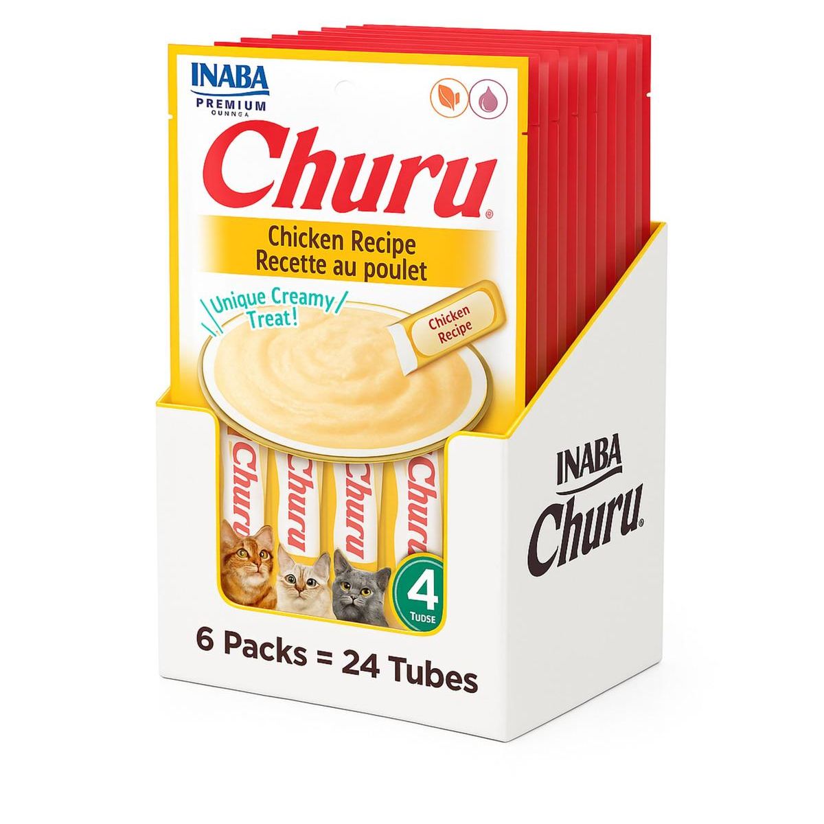 INABA - Churu Cat Pollo 14g x4 Tubos - Pack 6 Unidades