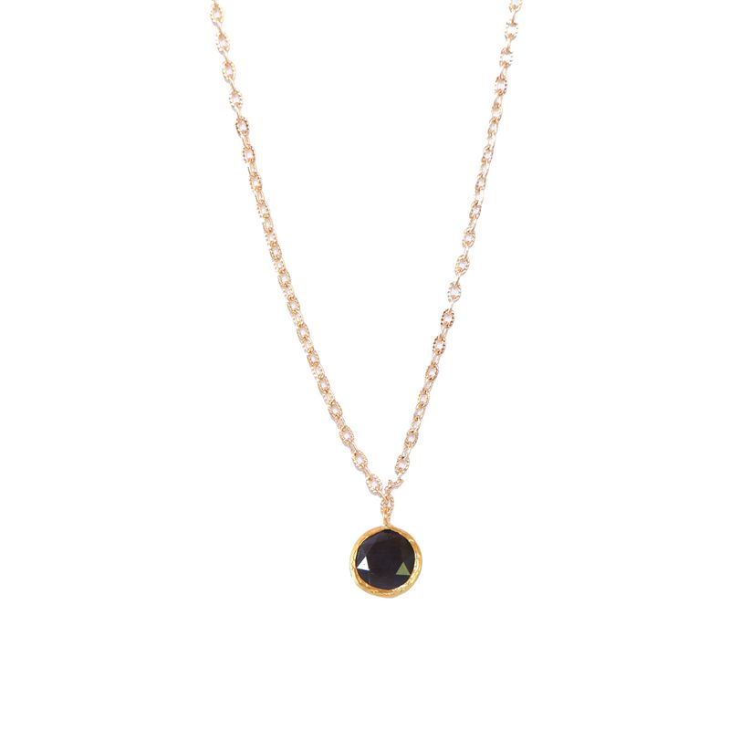 TURKUAZ - Collar Bruma Negro - Baño oro 22 k y ojo de gato - Turquía
