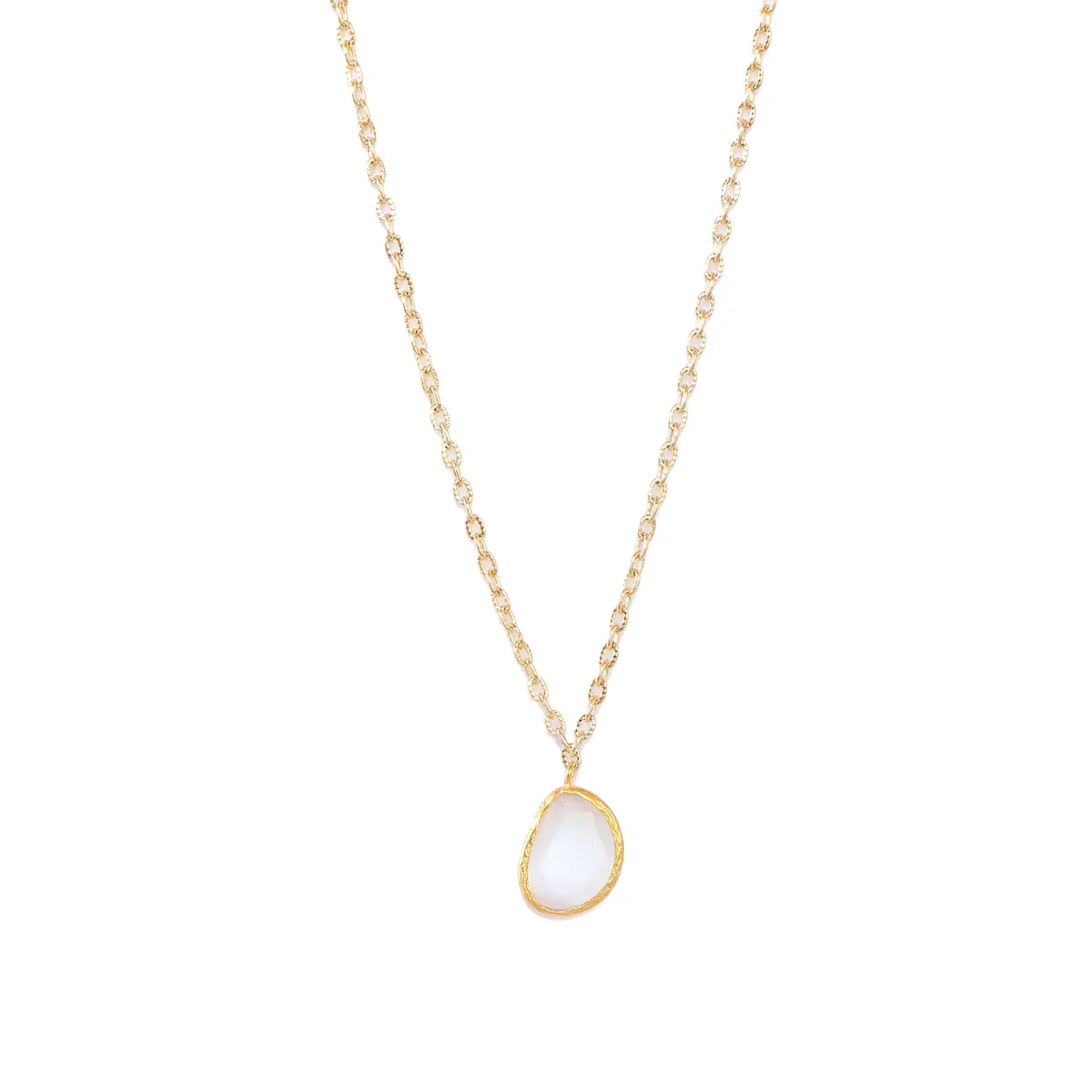 TURKUAZ - Collar Aura Blanco - Baño oro 22 k y ojo de gato - Turquía