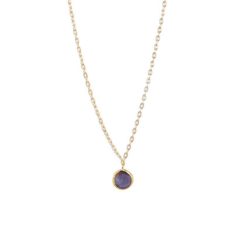 TURKUAZ - Collar Bruma Morado  - Baño oro 22 k y ojo de gato - Turquía