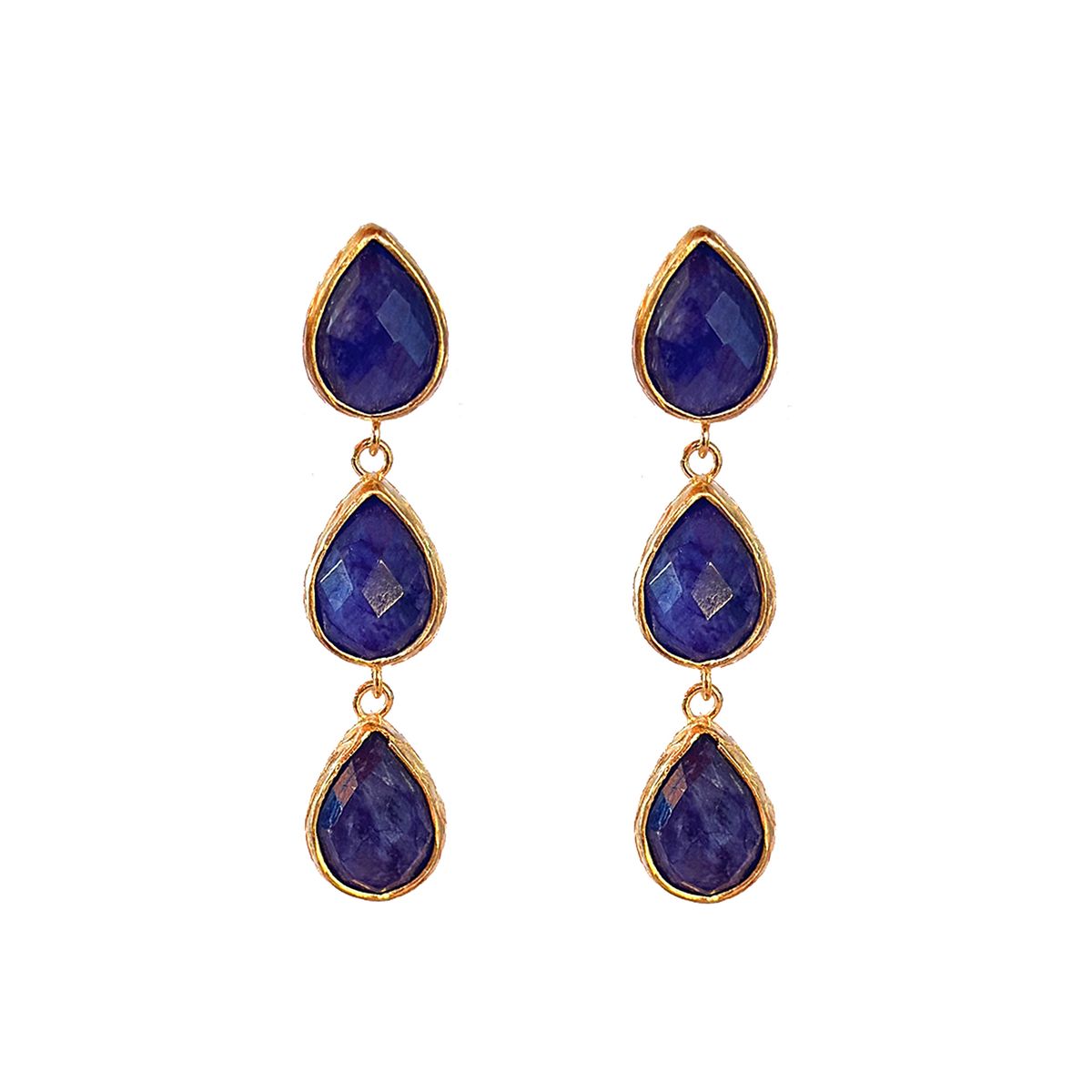 TURKUAZ - Aros Bukhara azules Baño de oro 22k-Hechos a mano en Turquía