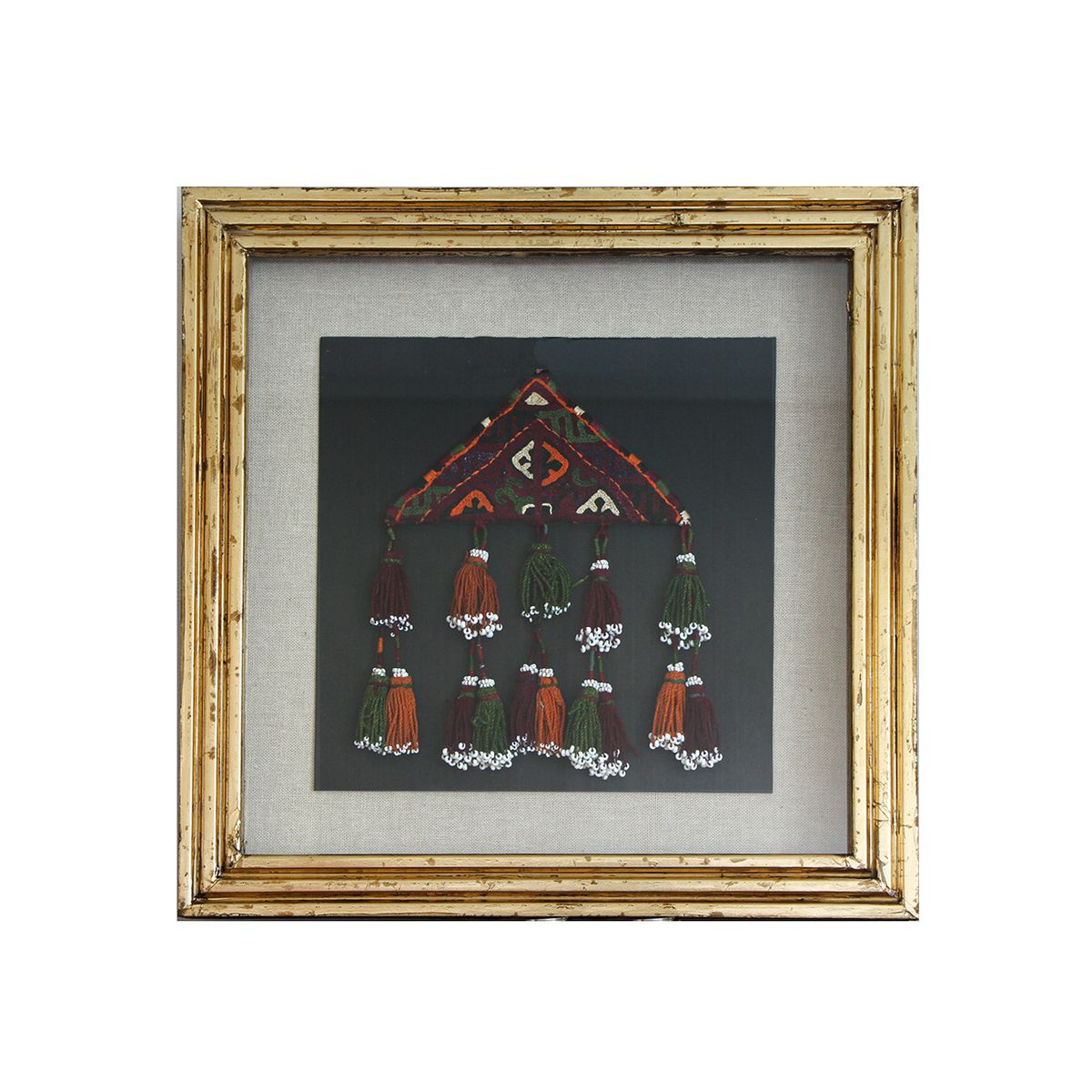 TURKUAZ - Cuadro de textil étnico muska dorado 3