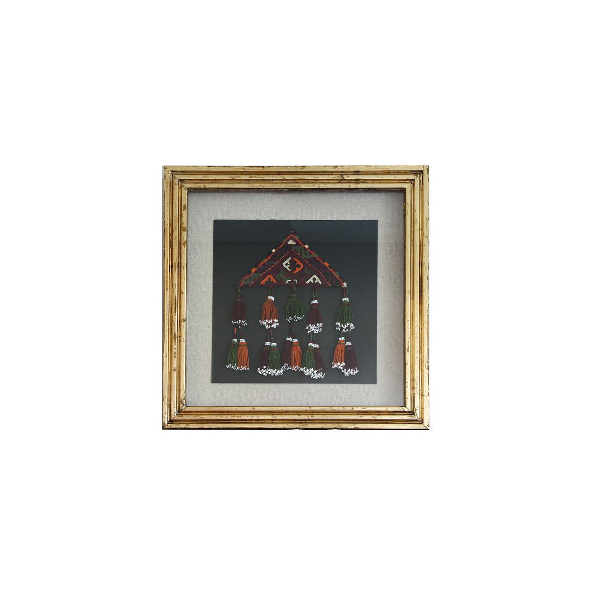 TURKUAZ - Cuadro de textil étnico muska dorado 3