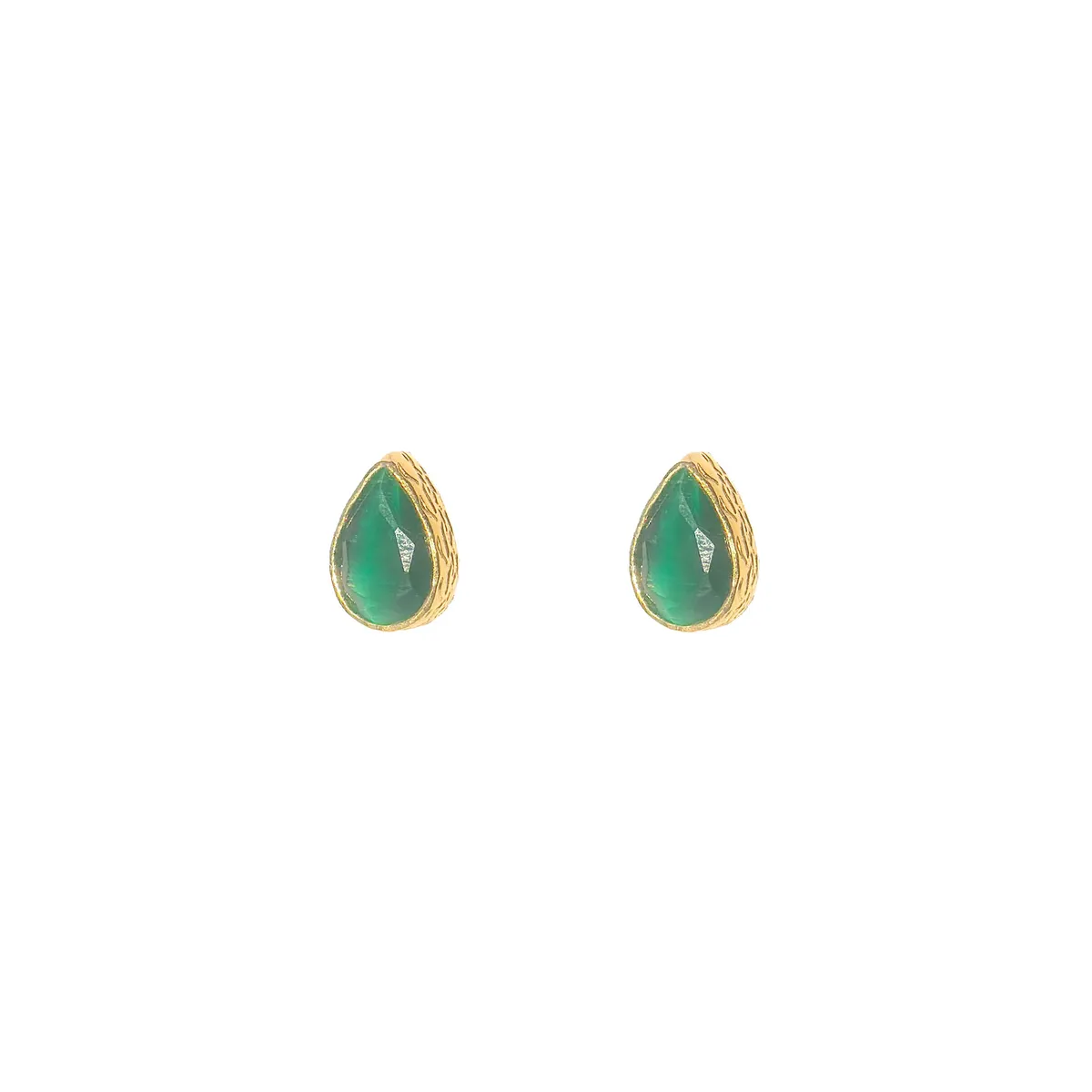 TURKUAZ - Aros Nébula Verdes - Baño oro 22k y ojo de gato - Turquia