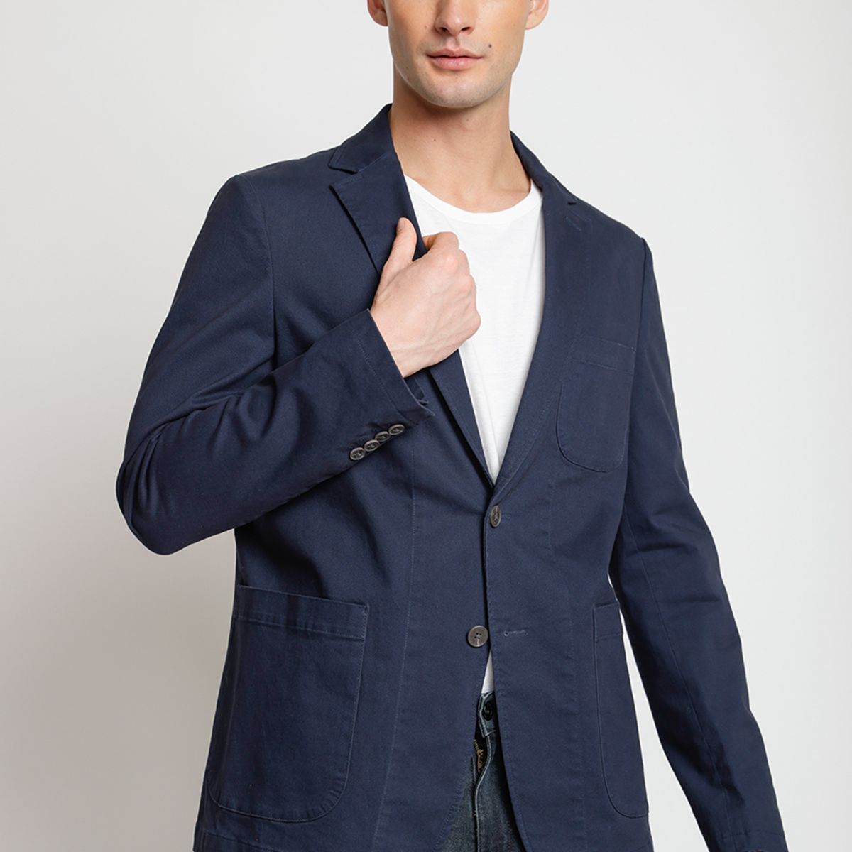 PERRY ELLIS - Chaqueta Hombre Casual Algodón Stretch Navy