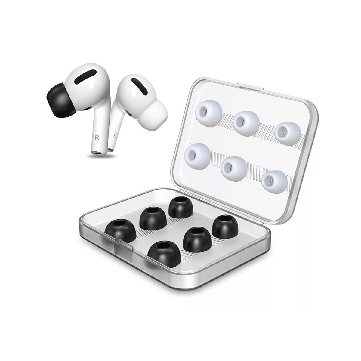 GENERICO - 6 Pares Almohadillas Memory Foam / Silicona Para AirPods Pro