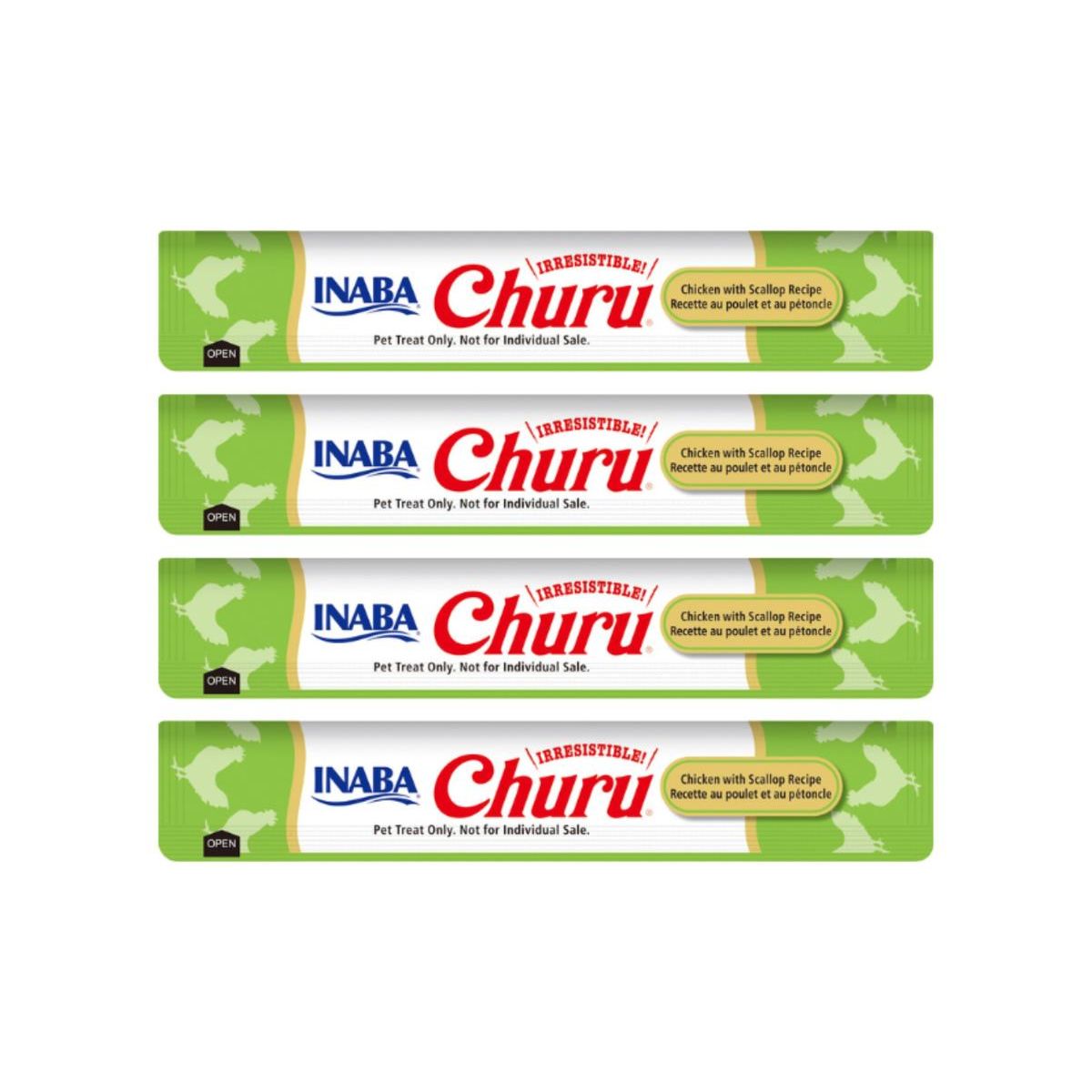 INABA - Churu Cat Pollo y Vieira 14g x4 - Pack 6 Unidades