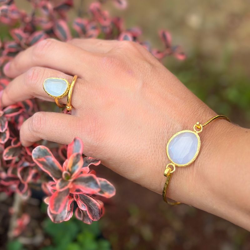 TURKUAZ - Anillo ajustable Aura Blanca
