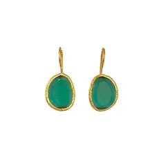 TURKUAZ - Aros turcos artesanales Aura verdes-Baño oro 22k Ojo de gato