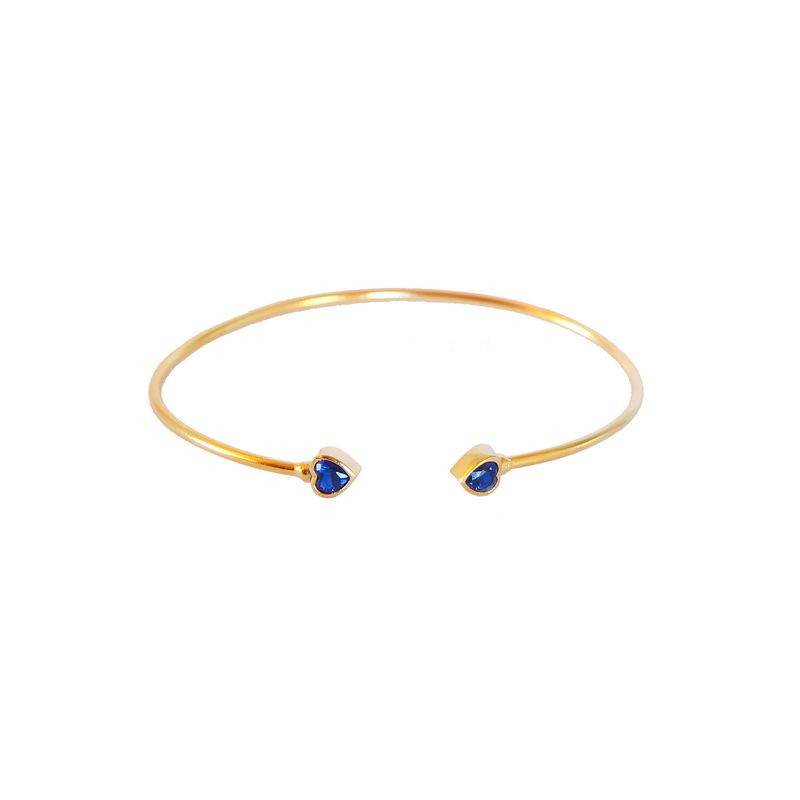 TURKUAZ - Esclava Corazones Azul marino - Baño de oro 22k