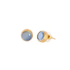 TURKUAZ - Aros Bruma Celestes -Baño de oro 22k y ojo de gato - Turquia