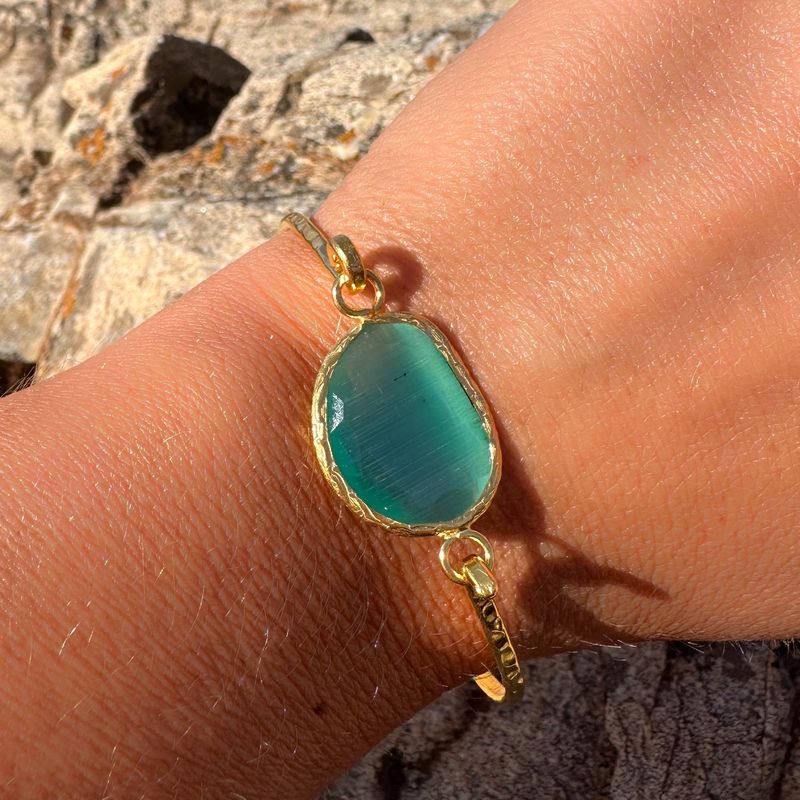 TURKUAZ - Pulsera Aura Verdeagua - Baño de oro 22k