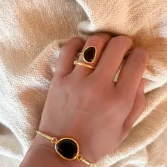 TURKUAZ - Anillo ajustable Aura Negro