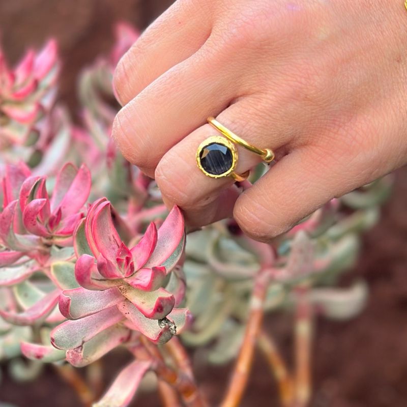 TURKUAZ - Anillo ajustable Bruma Negro