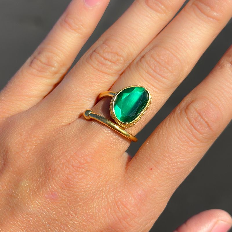 TURKUAZ - Anillo ajustable Aura Verde esmeralda
