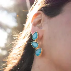 TURKUAZ - Aros Beirut Verde- Baño de oro 22k- Hechos a mano en Turquía