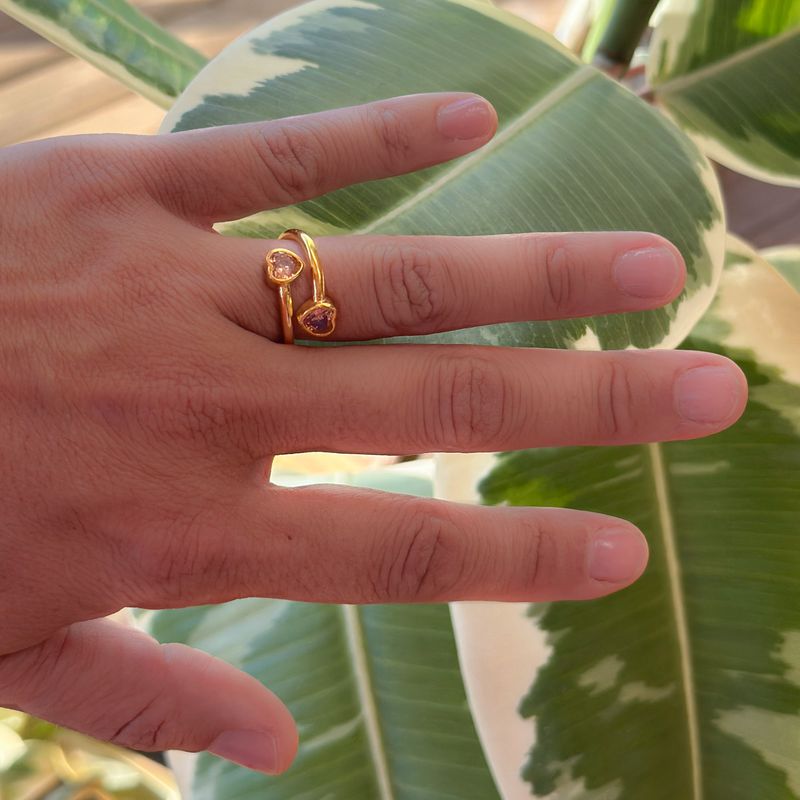 TURKUAZ - Anillo ajustable Corazones rosa